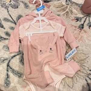 Carter's Blush Bunny Hooded Bodysuit Set